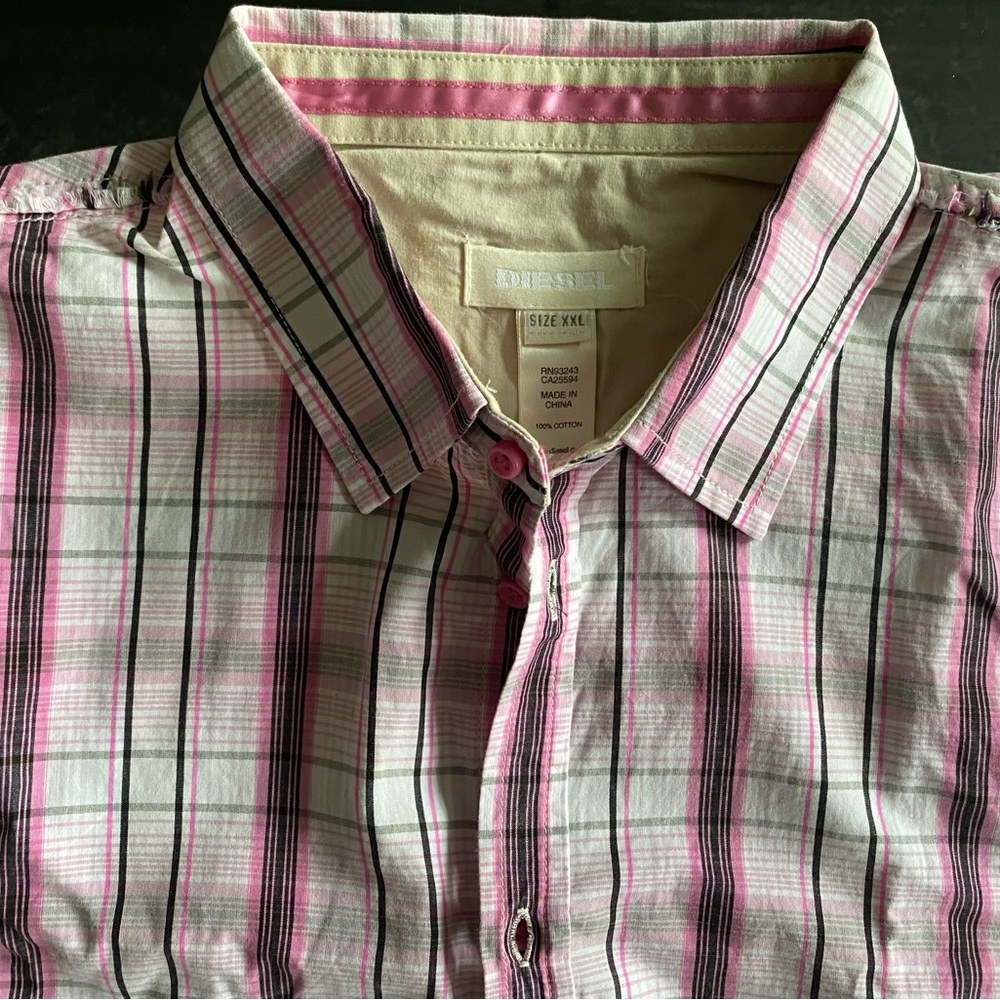 Diesel Pink Button Shirt Raw Edges Urban